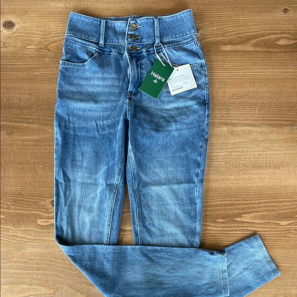 Halara Women’s Stretch Zip Blue Jeans XS NWT